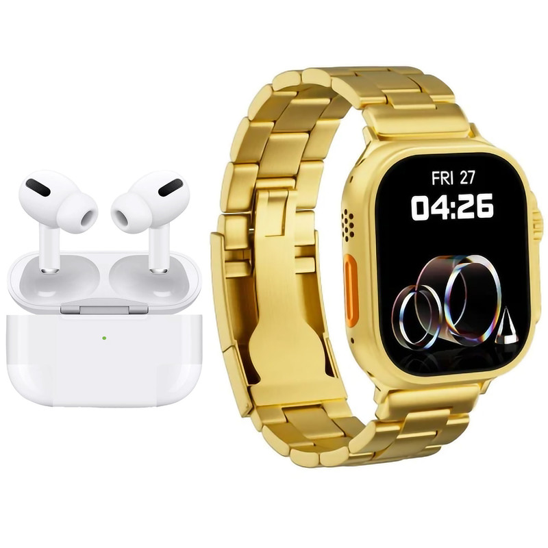 ساعت هوشمند مدل H20 ULTRA 49mm دارای صفحه نمایش رنگی و لمسی، کنترل موسیقی (Music Player)، کنترل سطح اکسیژن خون، قابلیت مکالمه از طریق بلوتوث بند استیل به همراه هندزفری