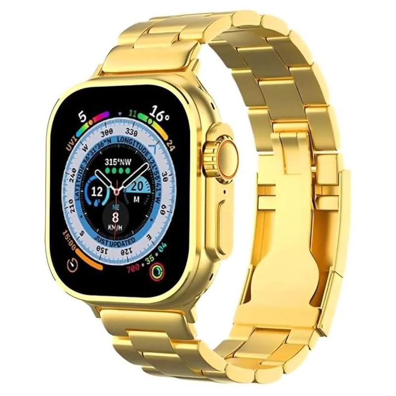 ساعت هوشمند مدل H20 ULTRA 49mm دارای صفحه نمایش رنگی و لمسی، کنترل موسیقی (Music Player)، کنترل سطح اکسیژن خون، قابلیت مکالمه از طریق بلوتوث بند استیل به همراه هندزفری