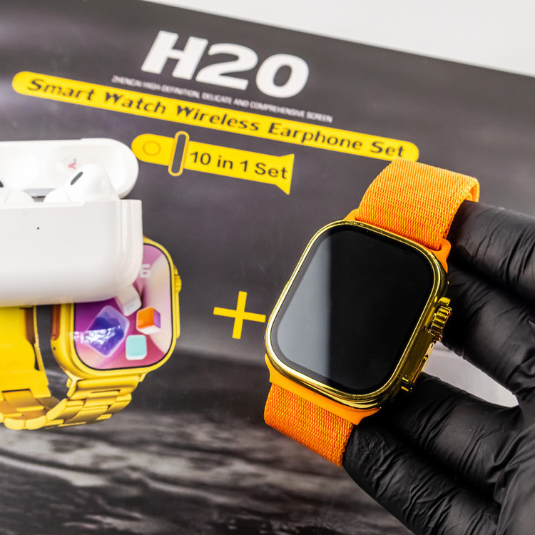 ساعت هوشمند مدل H20 ULTRA 49mm دارای صفحه نمایش رنگی و لمسی، کنترل موسیقی (Music Player)، کنترل سطح اکسیژن خون، قابلیت مکالمه از طریق بلوتوث بند استیل به همراه هندزفری