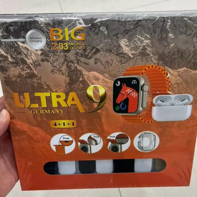ساعت Ultra 9+ایرپاد پرو2 +4بند کیفیت عالی تمام صفحه