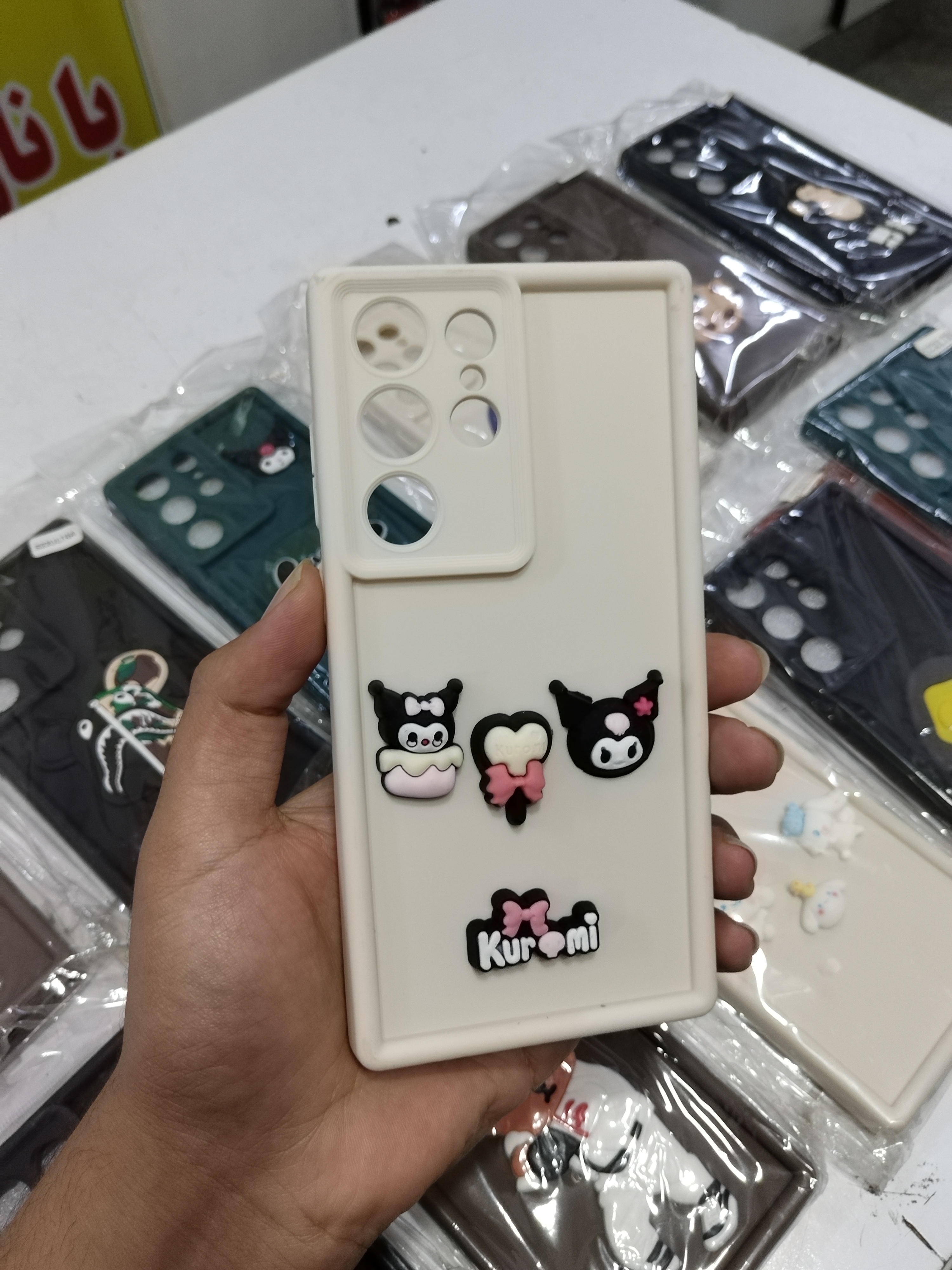 قاب گوشی Galaxy S23 Ultra سامسونگ طرح سیلیکونی Solid عروسکی فانتزی برجسته سه بعدی محافظ لنزدار طرح کرومی