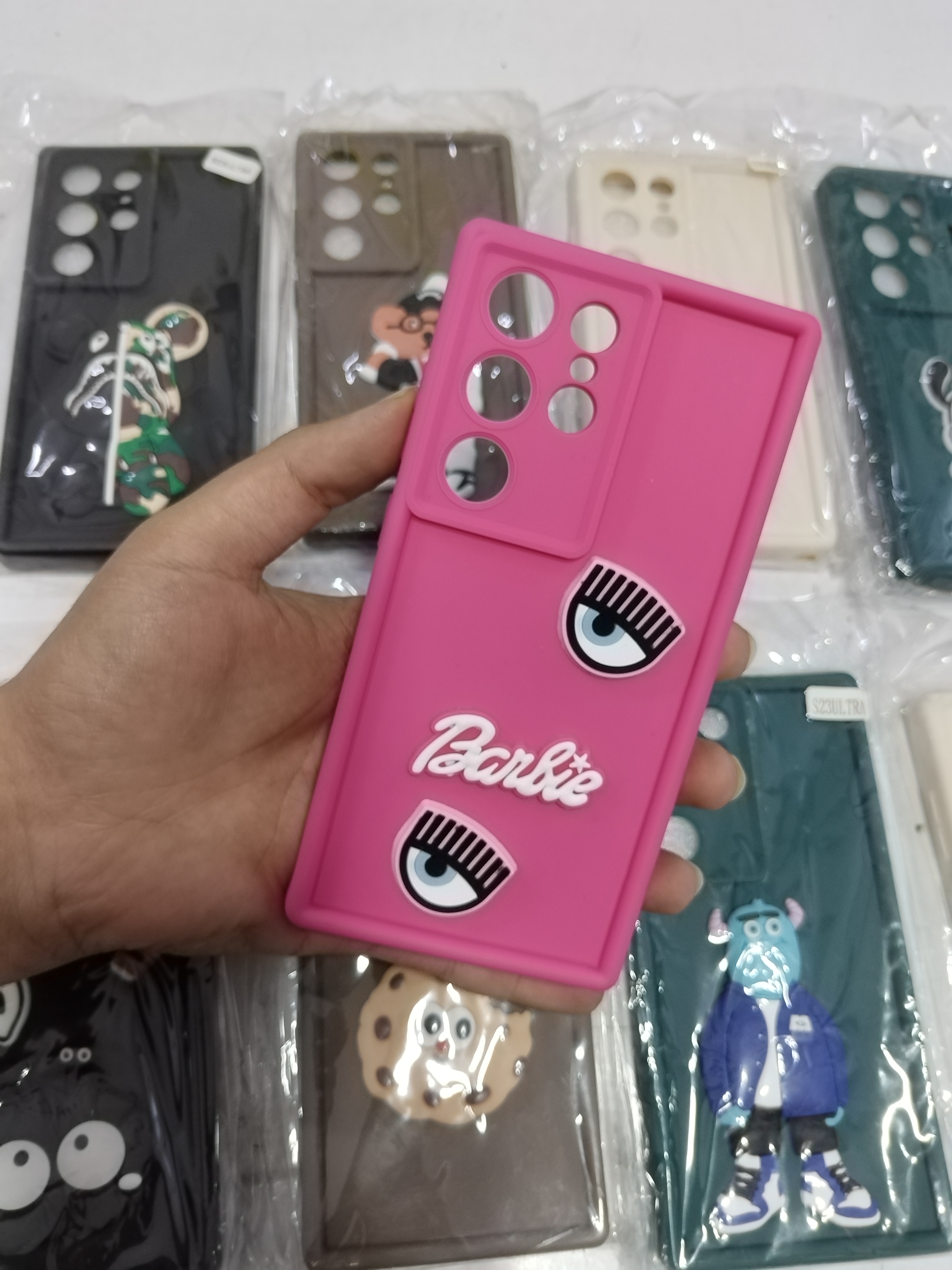 قاب گوشی Galaxy S24 Ultra سامسونگ طرح سیلیکونی Solid عروسکی فانتزی برجسته سه بعدی محافظ لنزدار طرح باربی