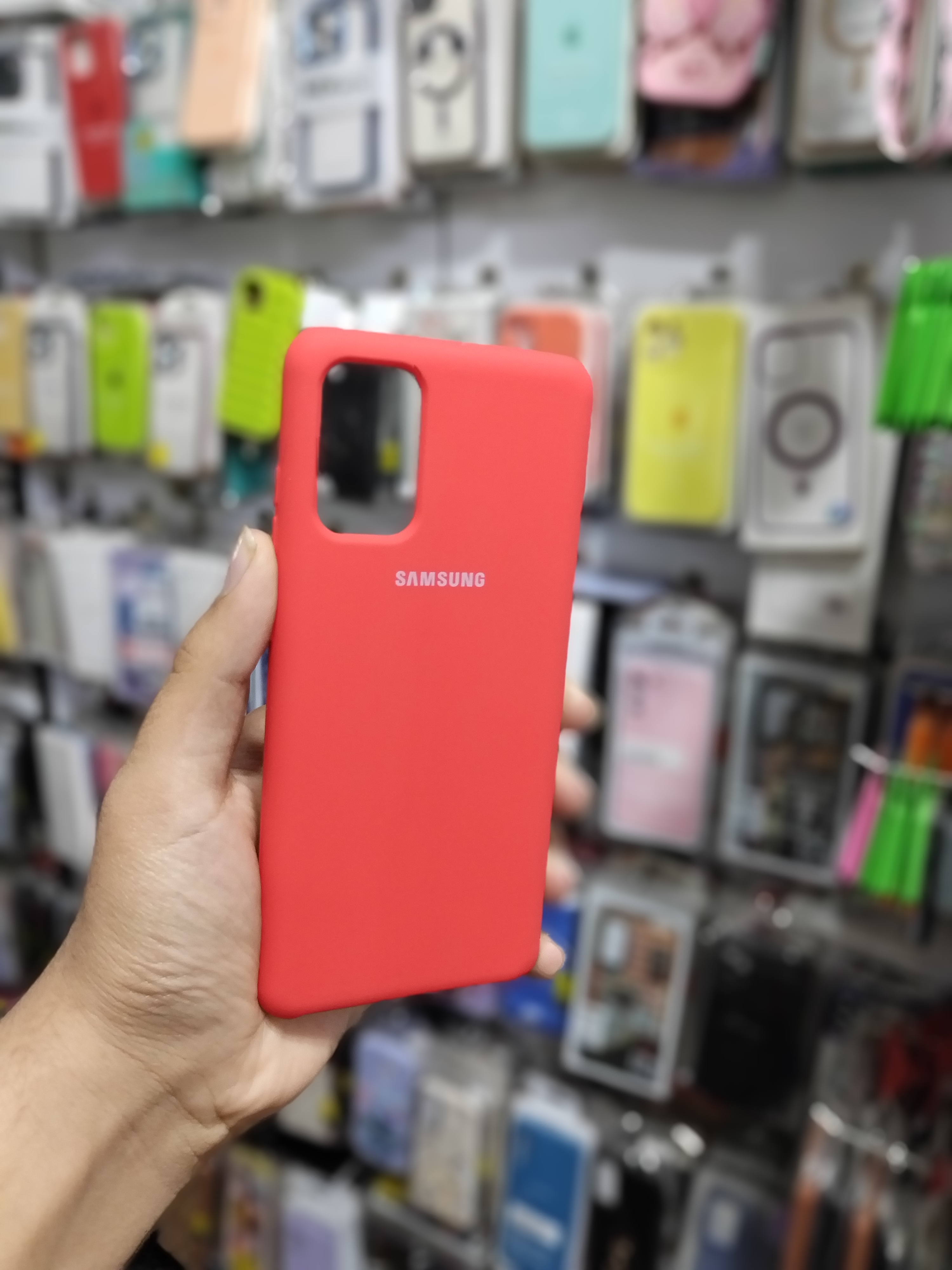 قاب کاور گوشی Galaxy S20 Plus سامسونگ سیلیکونی پاک کنی اورجینال داخل پارچه ای قرمز