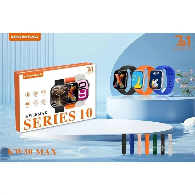 ساعت هوشمند اپل KW30 Max با ۷ بند سیلیکونی